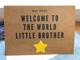 New baby boy congratulations card - welcome to the world little brother