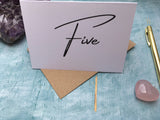 Simple white five year anniversary card for 5th wedding anniversary