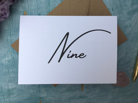 Minimalist white printed nine card - 9th wedding anniversary card