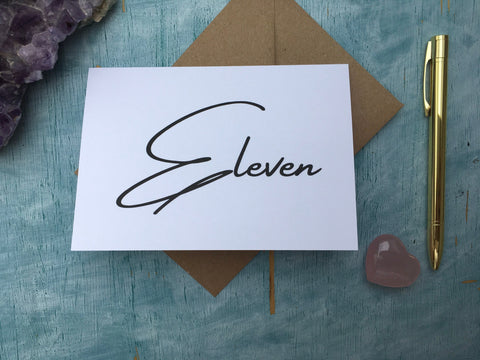 Minimalist white printed eleven card - 11th wedding anniversary card