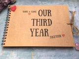 our third year together scrapbook album, third year wedding anniversary gift for husband, 3 year anniversary gift for boyfriend journal