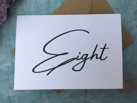 Minimalist white printed eight card - 8th wedding anniversary card