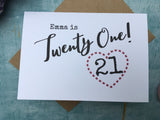 'Twenty One!' - Personalized 21st birthday card