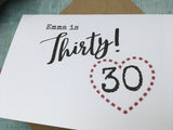 Personalized 30th birthday card - Thirty