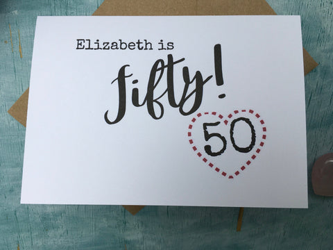 'Fifty!' Personalized 50th birthday card