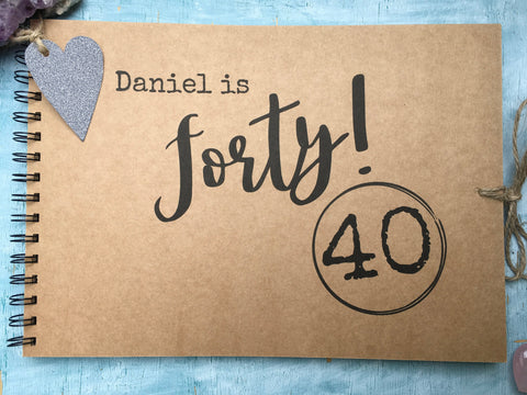 Personalised 40th birthday gift, custom scrapbook album 40 years old, 40 birthday gift for him, fortieth birthday photo album gift for son
