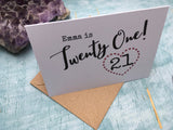 'Twenty One!' - Personalized 21st birthday card