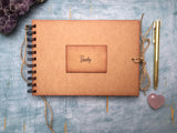 A5 small family scrapbook album, rustic Kraft card blank memory book, primitive photo album, personalized gift for grandparents