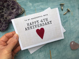 Printed linen image 4th wedding anniversary card