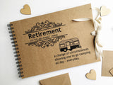 retirement gifts for women campers and caravan owners scrapbook photo album, retirement memory book gift for her retirement