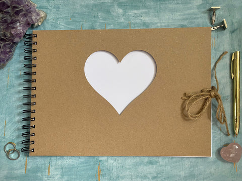 Heart aperture scrapbook album seconds sale WHITE pages anniversary or valentines day gift for boyfriend husband wife or girlfriend (SALE54)