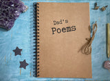 dads poems notebook for dad birthday gift, father poetry journal gift for dad, (seconds sale SALE58)